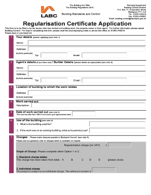 Regularisation Certificate Application