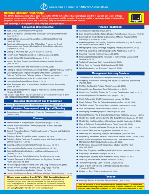 GFOA Desktop Seminar Recordings Order Form