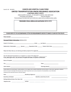 Cancer and Hospital Claim Form