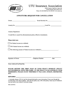 Annuity/IRA Cancellation Request Form