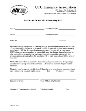 Insurance Cancellation Request Form