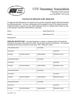 Change of Beneficiary Request