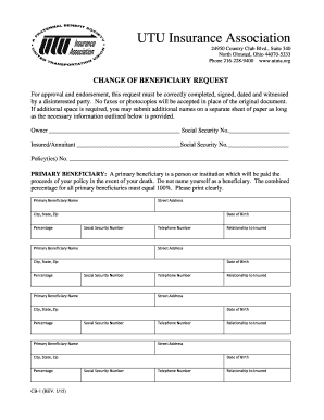 Change of Beneficiary Request Form
