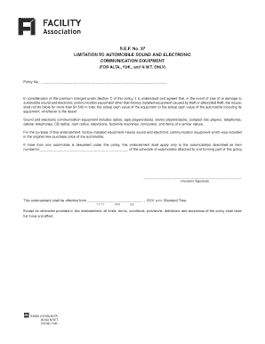 Automobile Sound Equipment Limitation Endorsement
