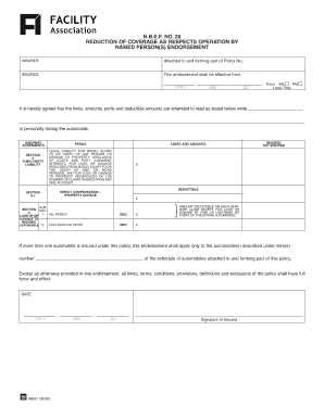 Reduction of Coverage Named Person Endorsement