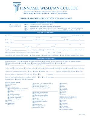 Undergraduate Application for Admission