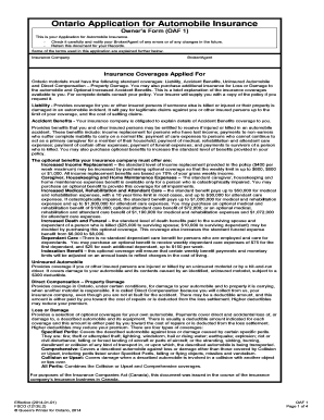 Ontario Automobile Insurance Application