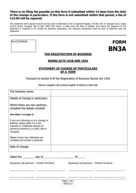 Statement of Change of Particulars of a Firm