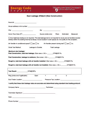 Duct Leakage Affidavit