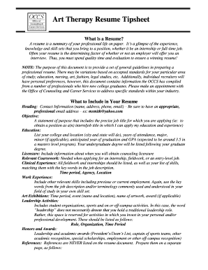 Art Therapy resume tipsheet - Ursuline College - ursuline