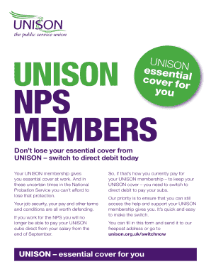 UNISON Membership Direct Debit Form