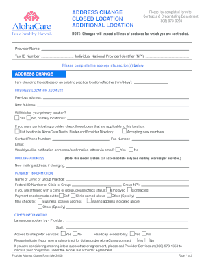 Provider Address Change Form