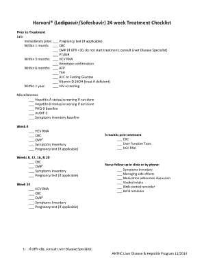 Harvoni Treatment Checklist