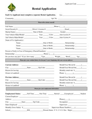 Rental Application Form
