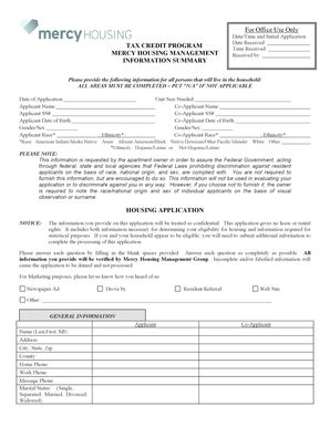 Mercy Housing Management Application Form