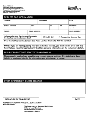 California Health Records Request Form