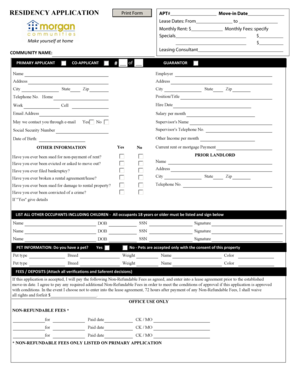 Residency Application Form