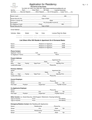 Application for Residency