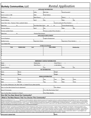 Burkely Communities Rental Application