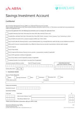 Absa Savings Investment Account Application Form