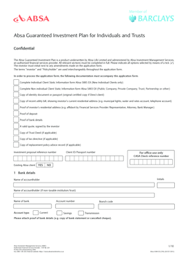 Absa Guaranteed Investment Plan Application
