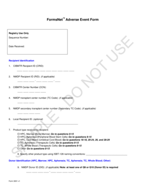 FormsNet Adverse Event Form 3001