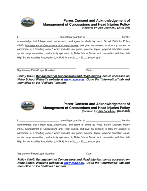 Parent Consent for Concussion Management Policy