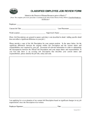 Classified Employee Job Review Form