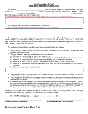 Nebo School District Field Trip Consent Form