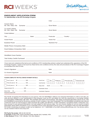 RCI Exchange Program Enrollment Application