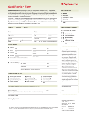 Psychometrics Canada Qualification Form
