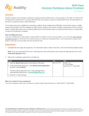 Multi-Payer Electronic Remittance Advice Enrollment Form