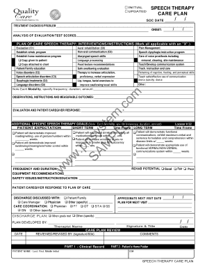 Speech Therapy Care Plan