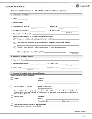 Estate Claim Form