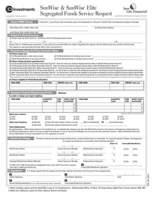 SunWise Segregated Funds Service Request