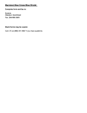 Maryland Blue Cross Blue Shield Enrollment Form