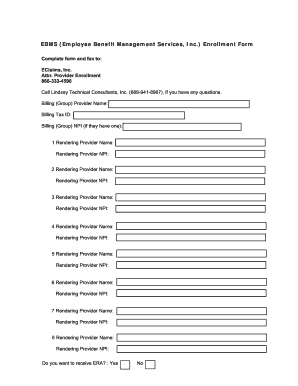 EBMS Provider Enrollment Form