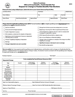 Louisiana Flexible Benefits Plan Change Request