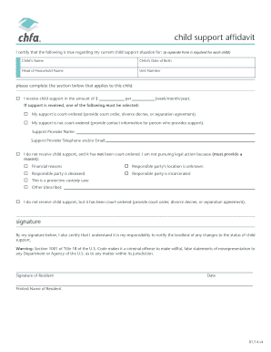 Child Support Affidavit
