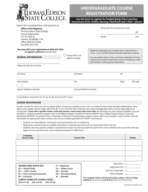 Undergraduate Course Registration Form