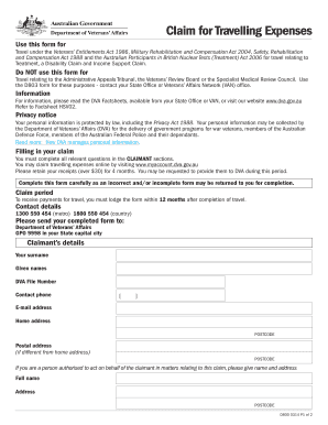 Claim for Travelling Expenses Form