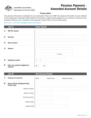 Pension Payment Amended Account Details Form