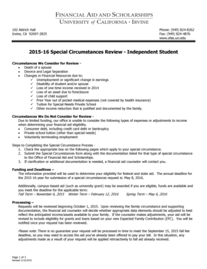 2015-16 Special Circumstances Review - Independent Student