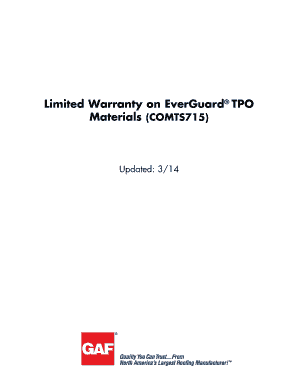 Limited Warranty on EverGuard TPO Materials