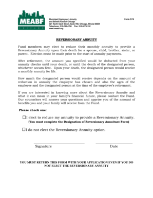 Reversionary Annuity Election Form
