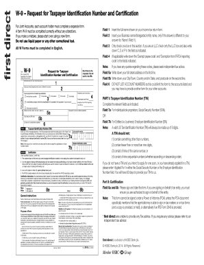 W-9 Form Request for Taxpayer Identification Number