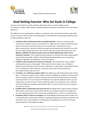 College Goal-Setting Exercise
