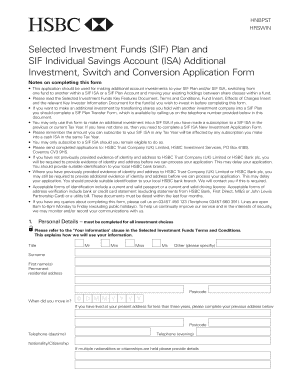 HSBC SIF Plan and ISA Investment Application Form
