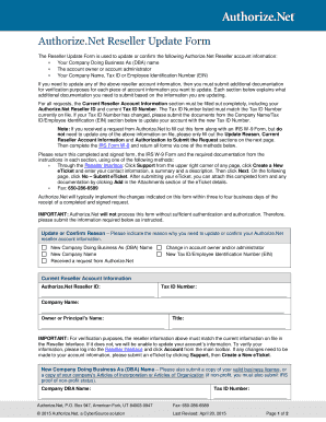 Authorize.Net Reseller Update Form