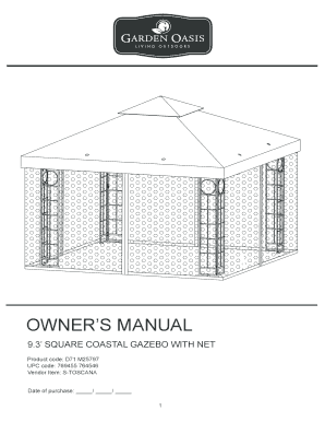 9.3' Square Coastal Gazebo Assembly Manual
